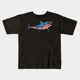 Patriotic Shark American Flag T-Shirt Gift For 4th Of July Kids T-Shirt